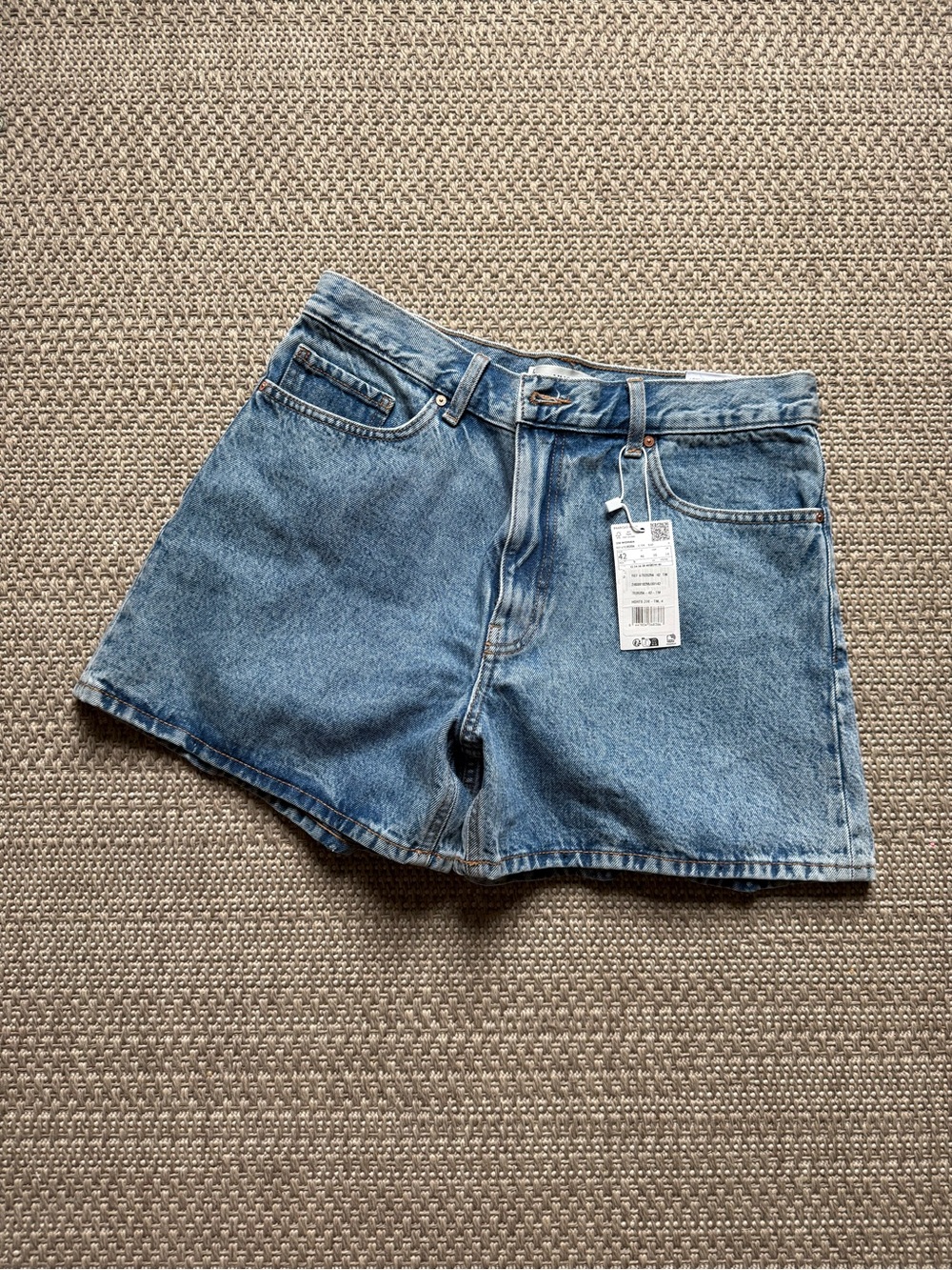 NWT Mango Straight High Waist Classic Blue Denim Women's Shorts